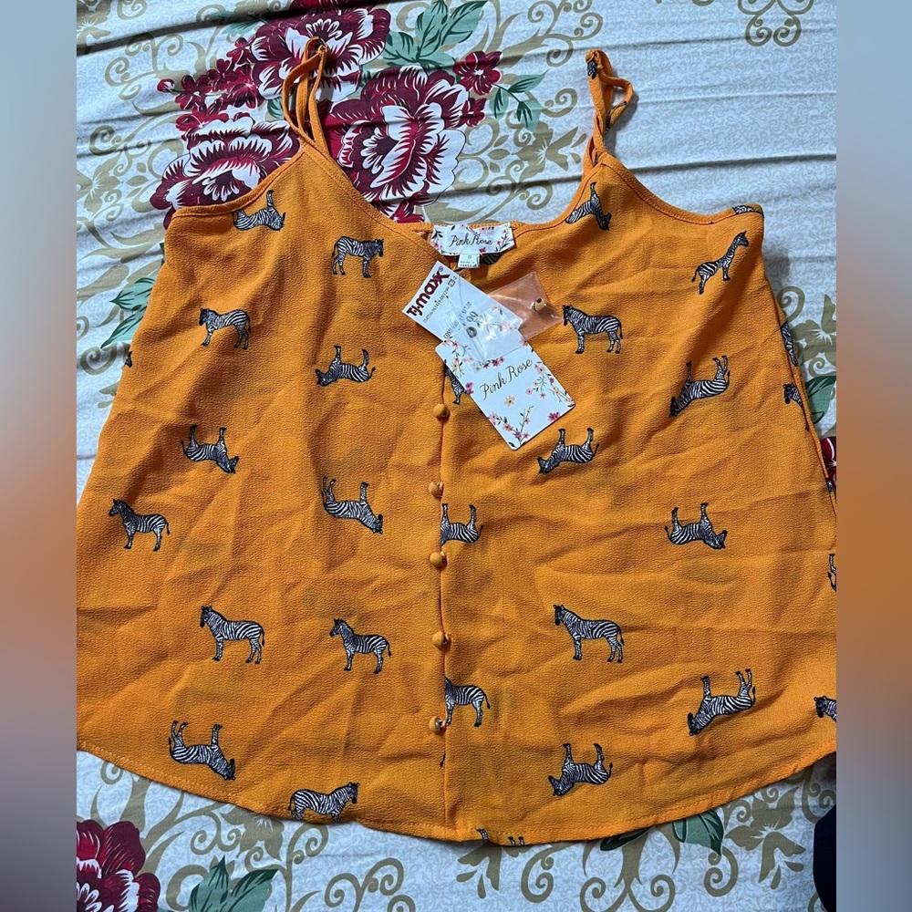 Orange zebra tank top